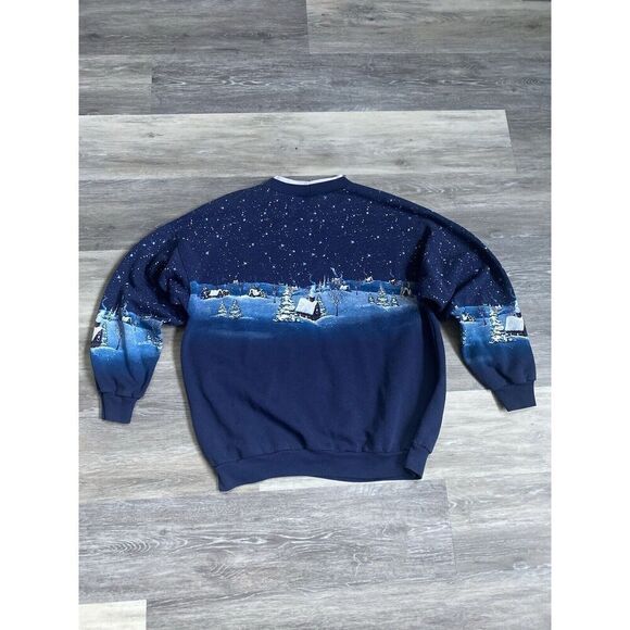 Vtg 90s Guardian Angel Faded AOP Sweatshirt Boxy Art Snow God Heaven Grunge - Picture 7 of 12